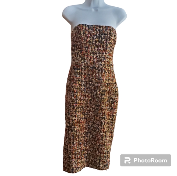 House of CB Gabrielle Multicolor Strapless Tweed Dress Size S - Picture 4 of 7